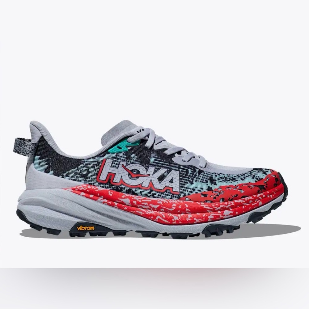 Hoka Speedgoat 6 trail running shoes Seagull Gray / Storm Blue Size 10B sneakers